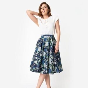 Magnolia Park Blue Floral Skirt